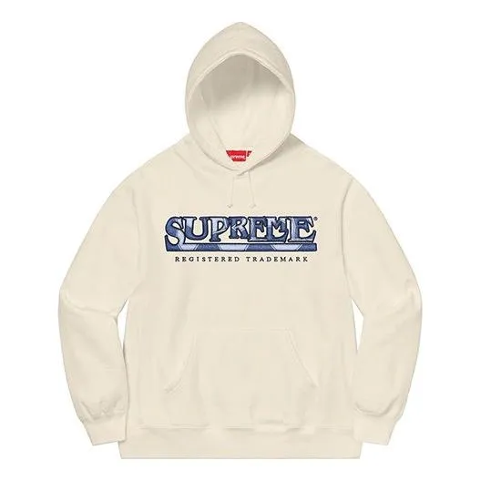 Supreme Denim Logo Hooded Sweatshirt 'White Blue' SUP-SS21-815 sold by KicksCrew