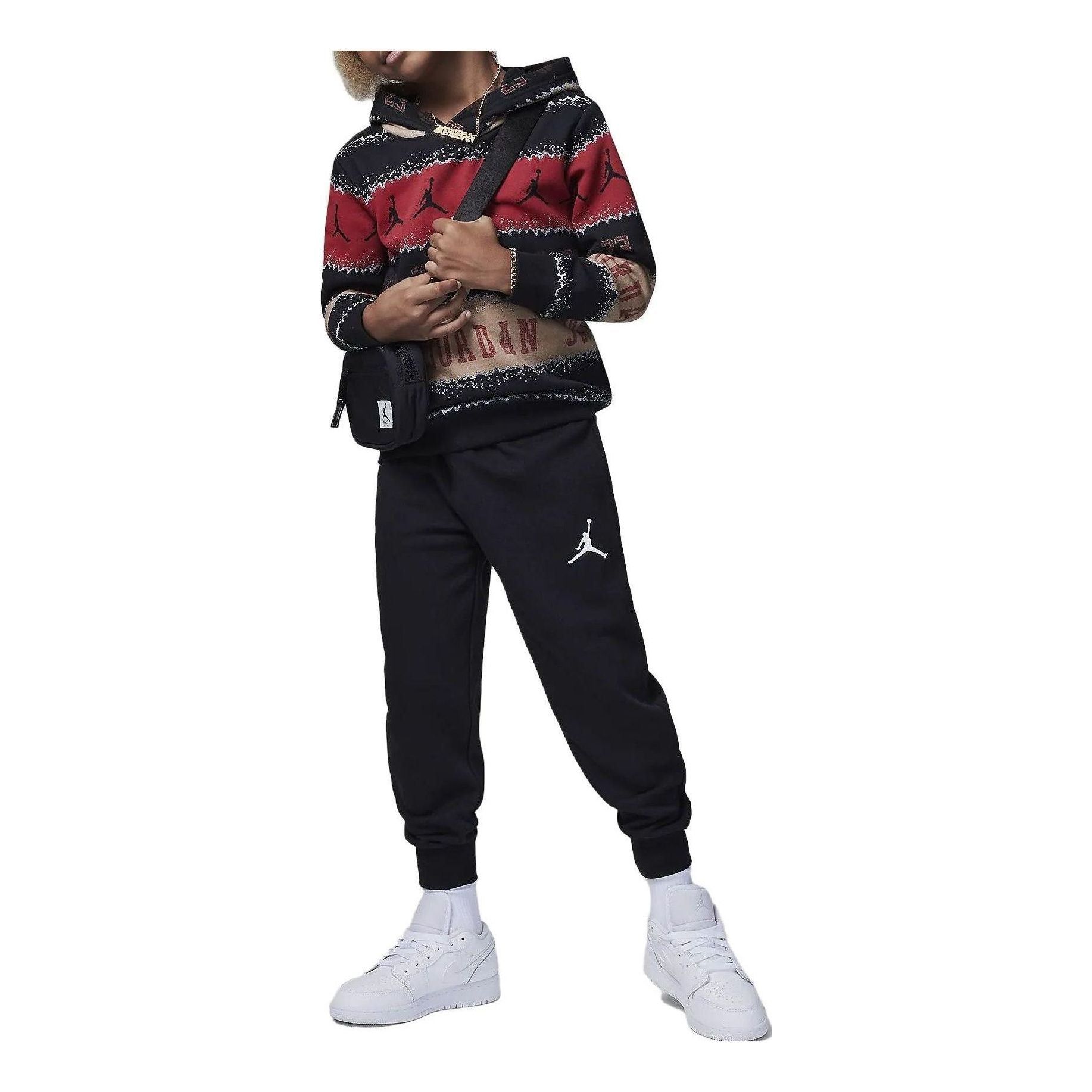 (GS) Air Jordan MJ Holiday Fleece Crew Set 'Multicolor Black' FV6162-010 sold by KicksCrew