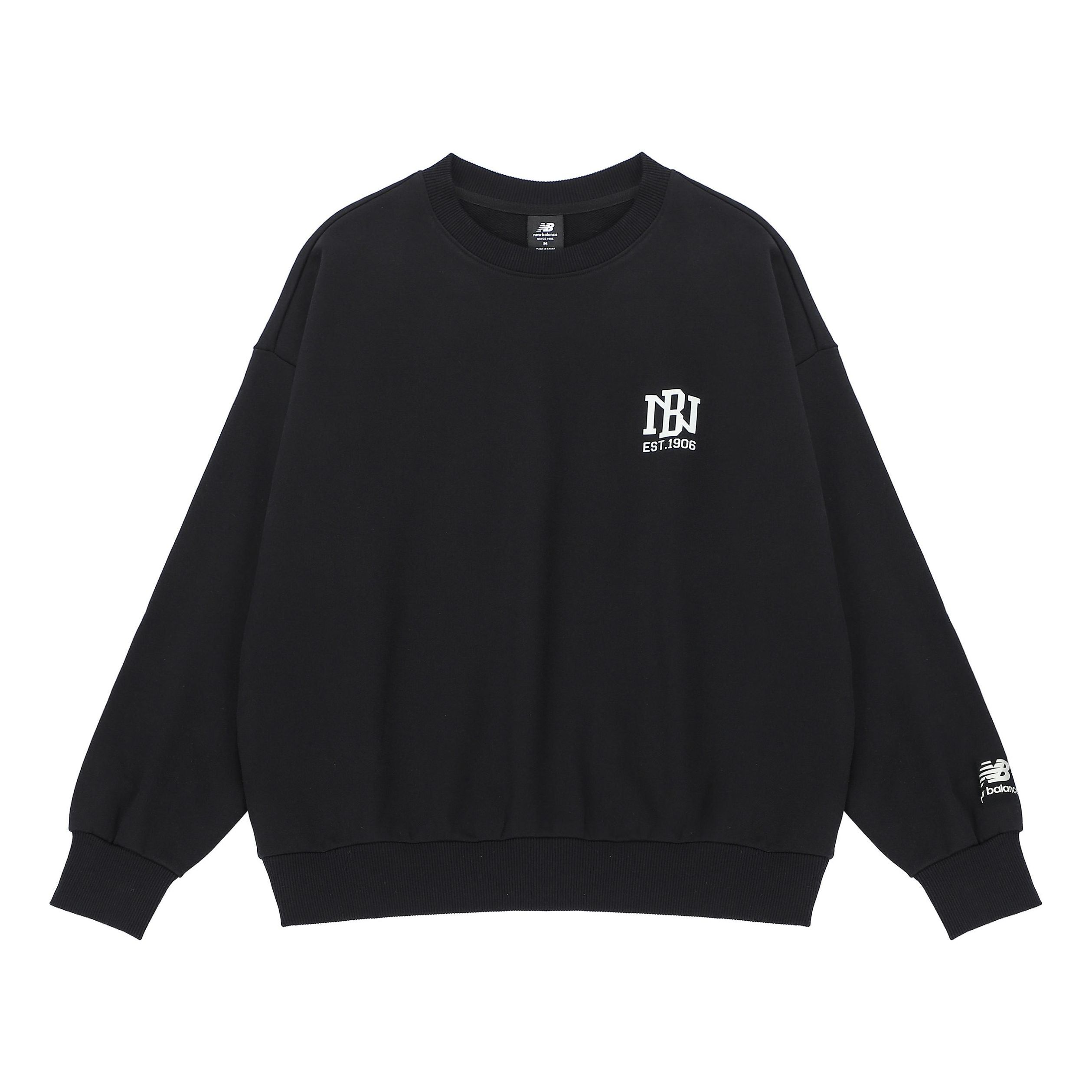 New Balance Logo Print Sweatshirt 'Black White' AMT23330-BK sold by KicksCrew