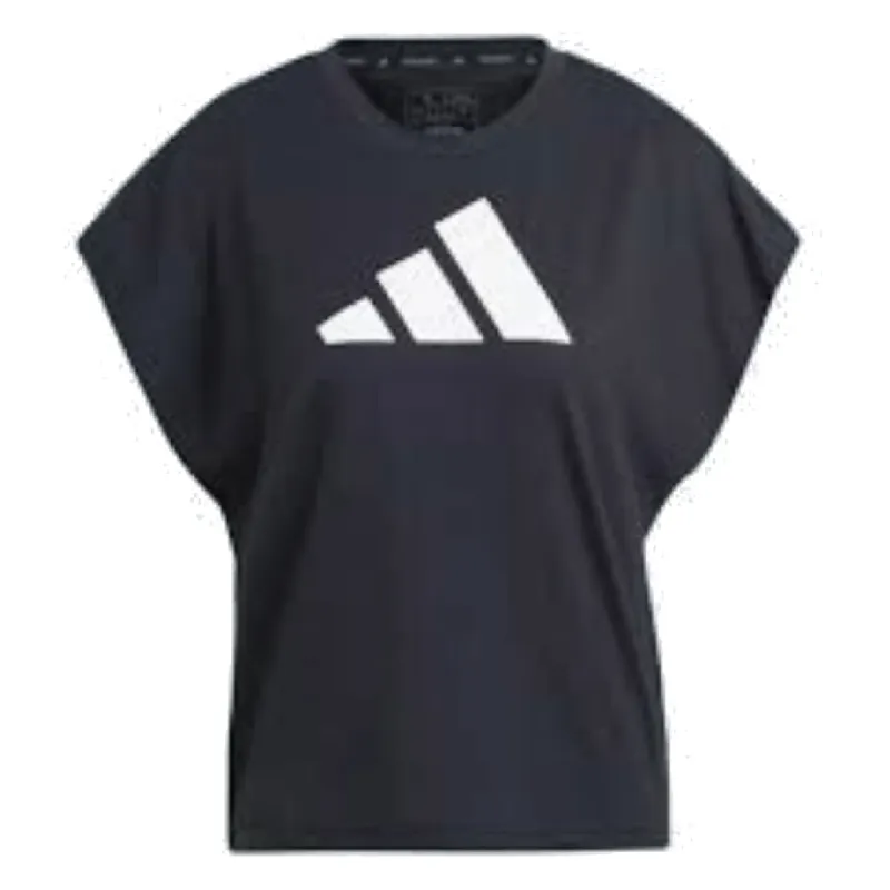 (WMNS) adidas Train Icons Training Regular Fit Logo T-Shirt Asia Sizing 'Black White' HY9258 sold by KicksCrew