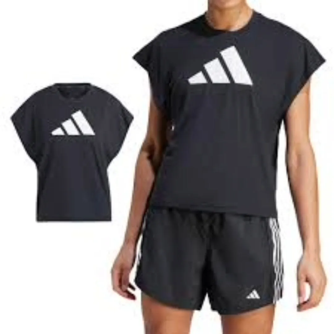 (WMNS) adidas Train Icons Training Regular Fit Logo T-Shirt Asia Sizing 'Black White' HY9258 sold by KicksCrew product image thumbnail 2