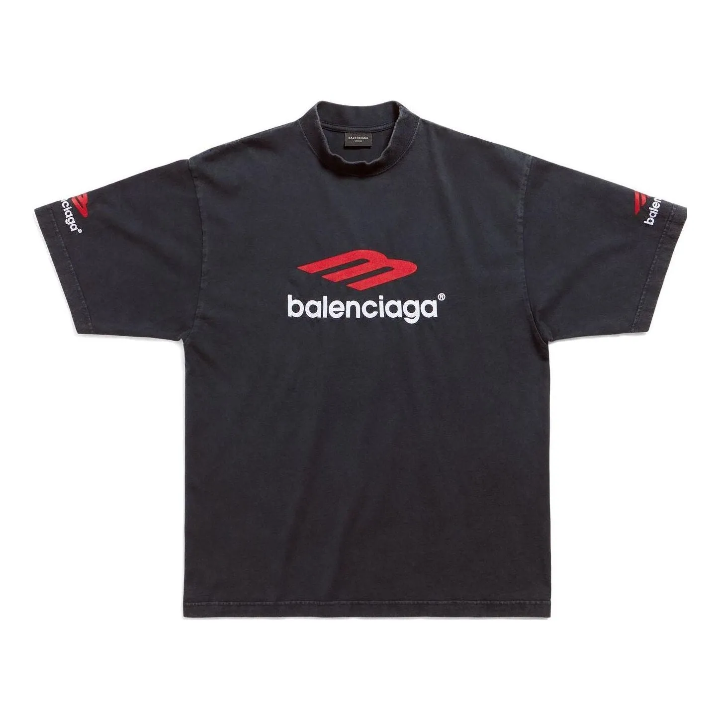 Balenciaga 3b Sports Icon T-shirt 'Black Red White' 764235TPVD71470 sold by KicksCrew