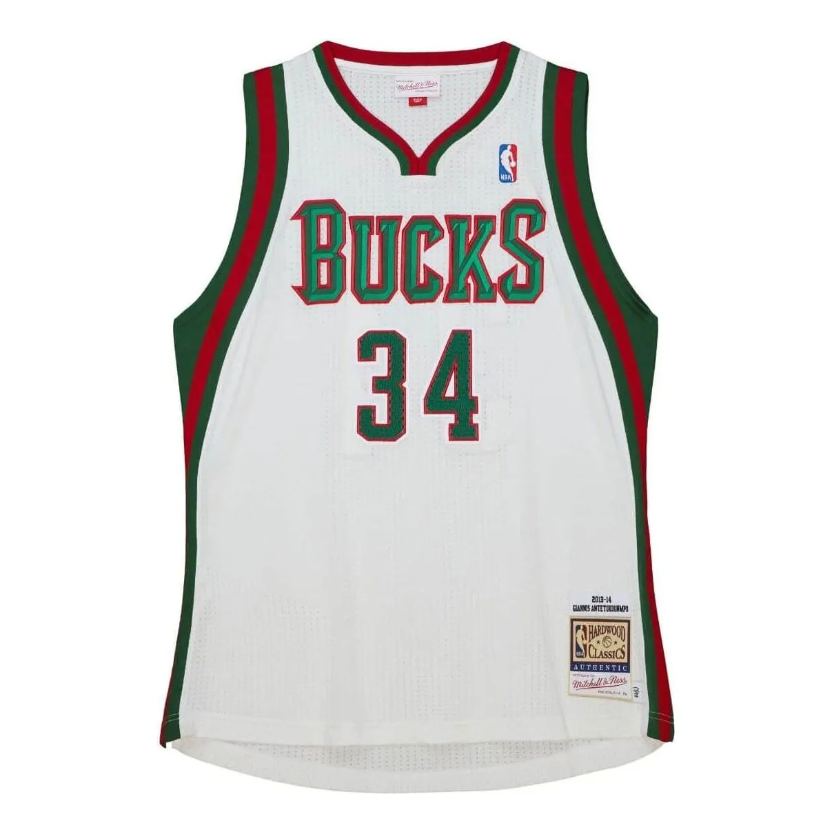 Mitchell & Ness x NBA Milwaukee Bucks Home 2013-14 Jersey 'Giannis Antetokounmpo 34' AJY45681-MBU13GANWHIT sold by KicksCrew