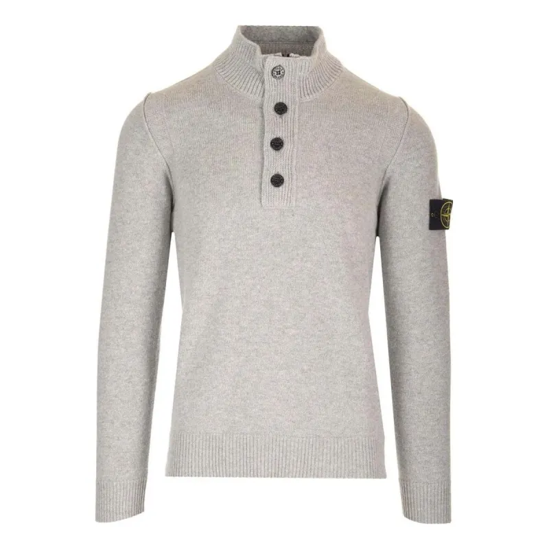 STONE ISLAND Logo Patch Long-Sleeved Sweater 'Grey' 7915540A3-V0M64 sold by KicksCrew
