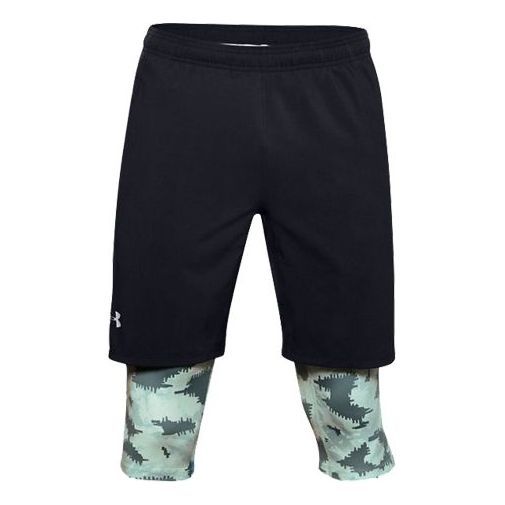 Under Armour Launch SW Long 2-in-1 Logo Shorts 'Black Green Camo' 1355480-424 sold by KicksCrew