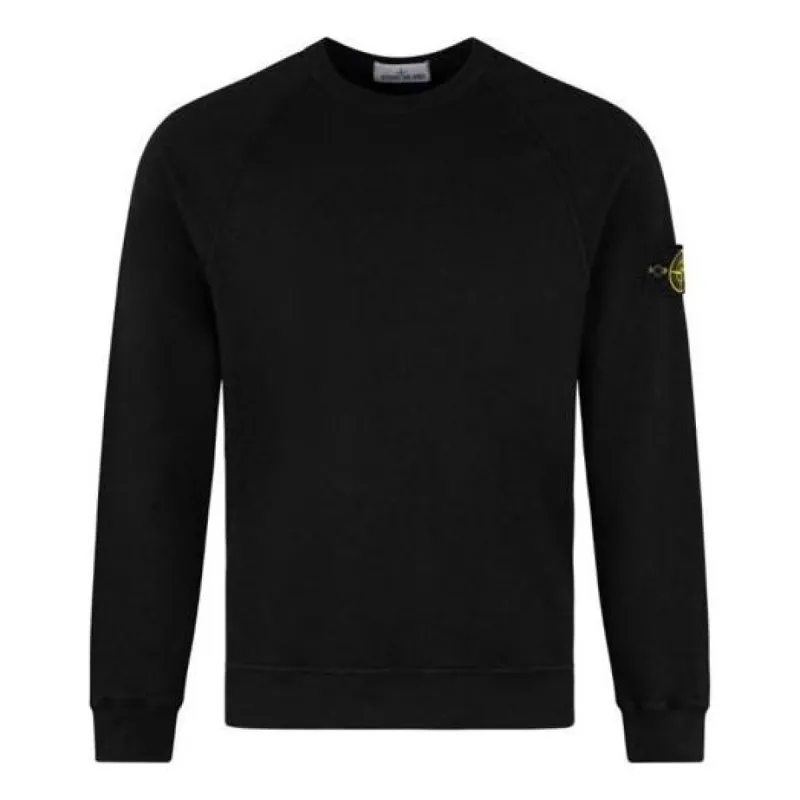STONE ISLAND Logo Patch Crewneck Sweatshirt 'Black' 741566060-V0029 sold by KicksCrew