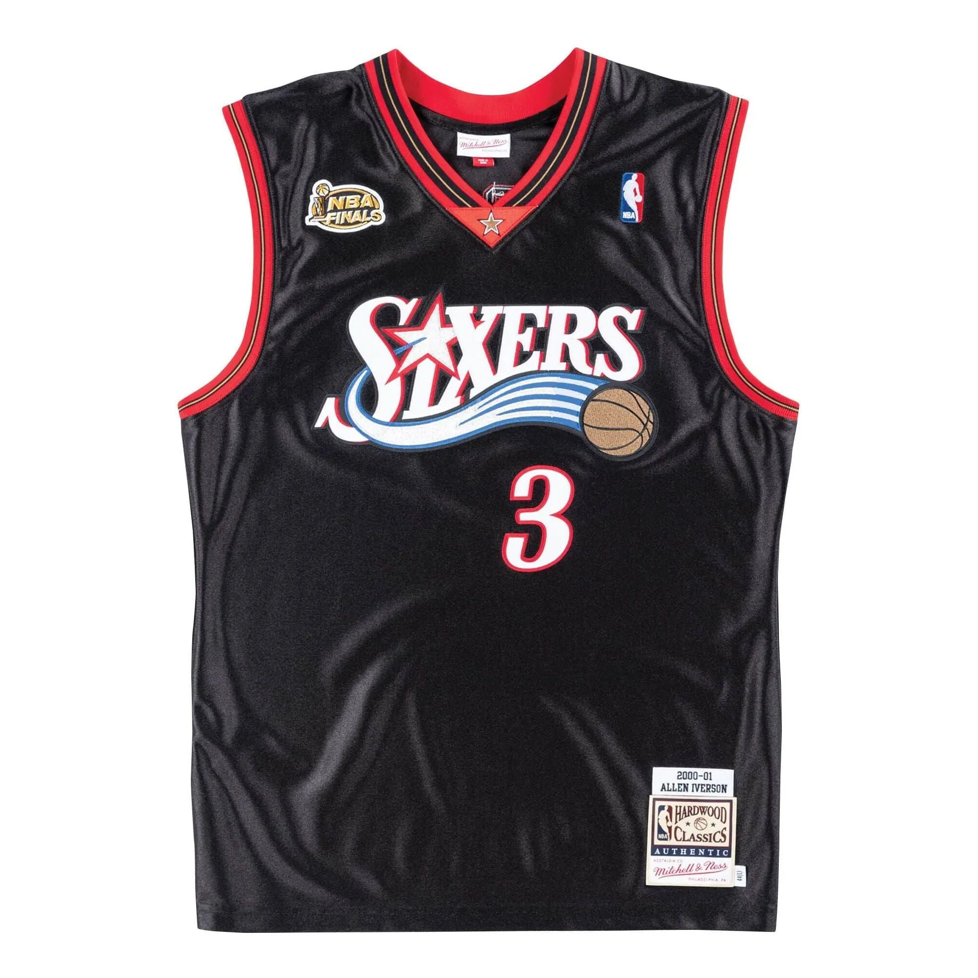 Mitchell & Ness x NBA Philadelphia 76ers 2000-01 Road Finals Jerseys 'Allen Iverson 3' AJY4GS18104-P76BLCK00AIV sold by KicksCrew