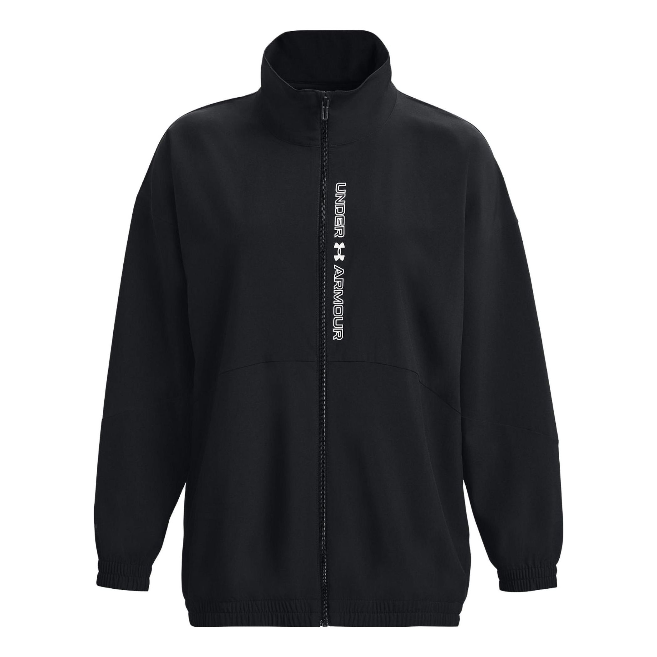 (WMNS) Under Armour Woven Full Zip Oversized Jacket 'Black' 1369890-002 sold by KicksCrew