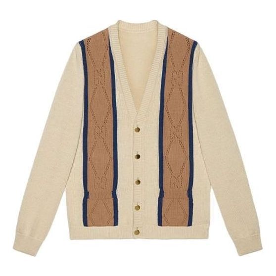 Gucci Striped V-Neck Cardigan 'Beige Brown' 655105-XKBWE-9275 sold by KicksCrew