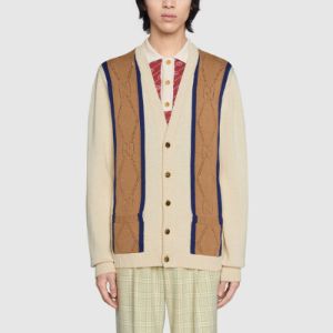 Gucci Striped V-Neck Cardigan 'Beige Brown' 655105-XKBWE-9275 sold by KicksCrew