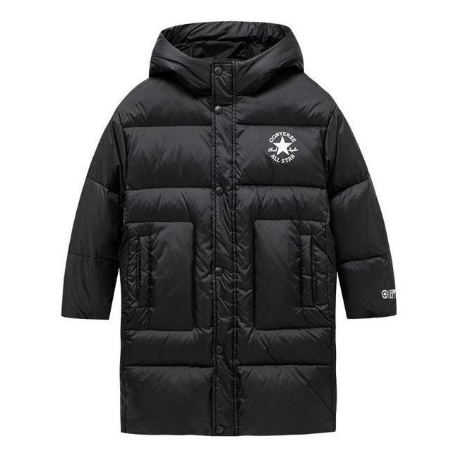 (PS) Converse Logo Long Down Jacket 'Black White' CV2142013GS-003 sold by KicksCrew