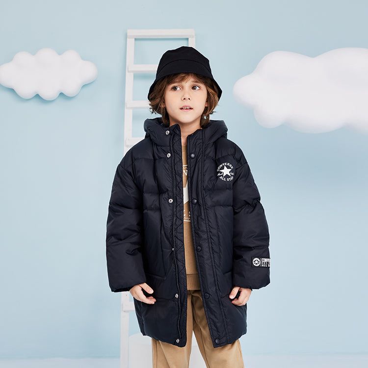 (PS) Converse Logo Long Down Jacket 'Black White' CV2142013GS-003 sold by KicksCrew product image thumbnail 3