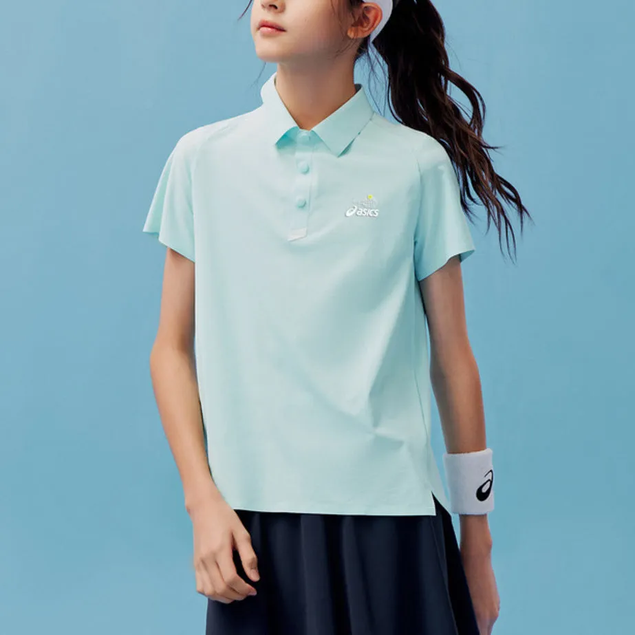 (GS) ASICS Logo Polo Shirt 'Blue' 332241173033-89GR sold by KicksCrew product image thumbnail 3