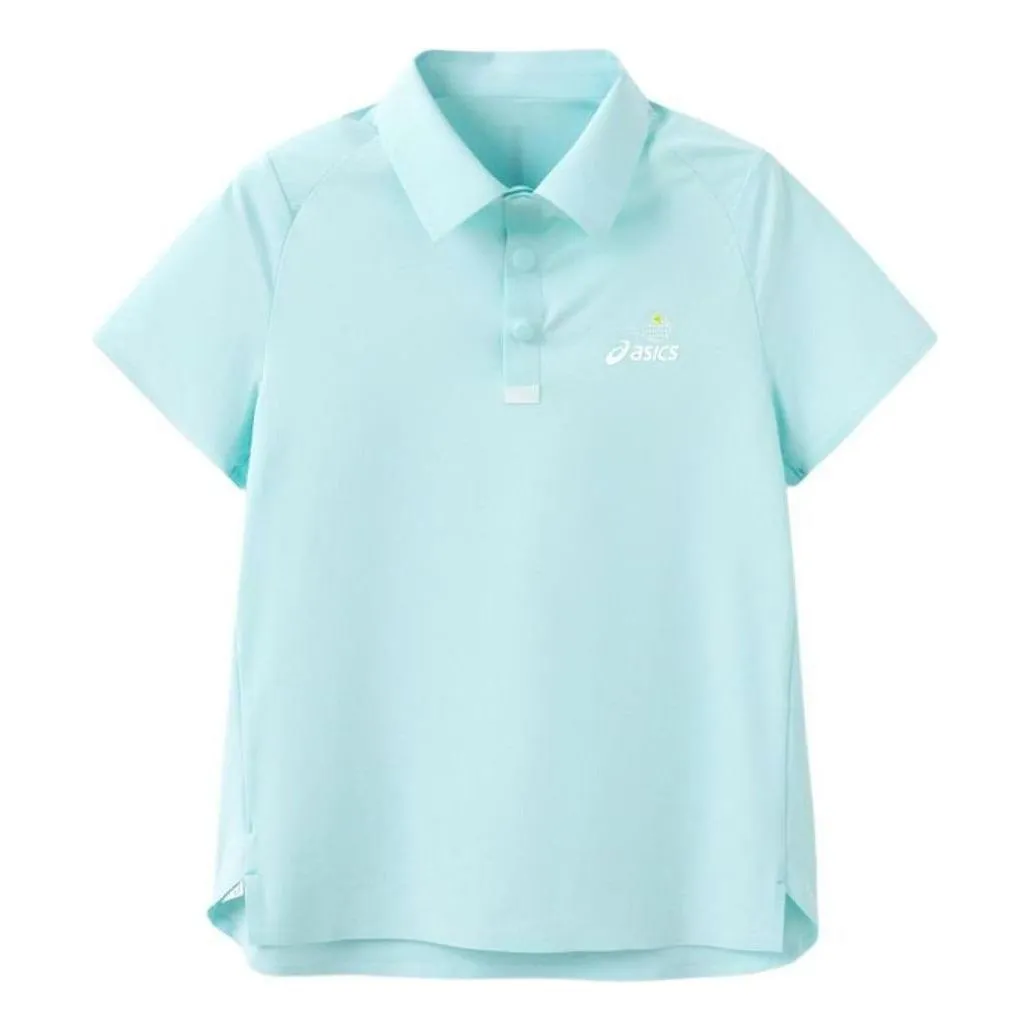 (GS) ASICS Logo Polo Shirt 'Blue' 332241173033-89GR sold by KicksCrew