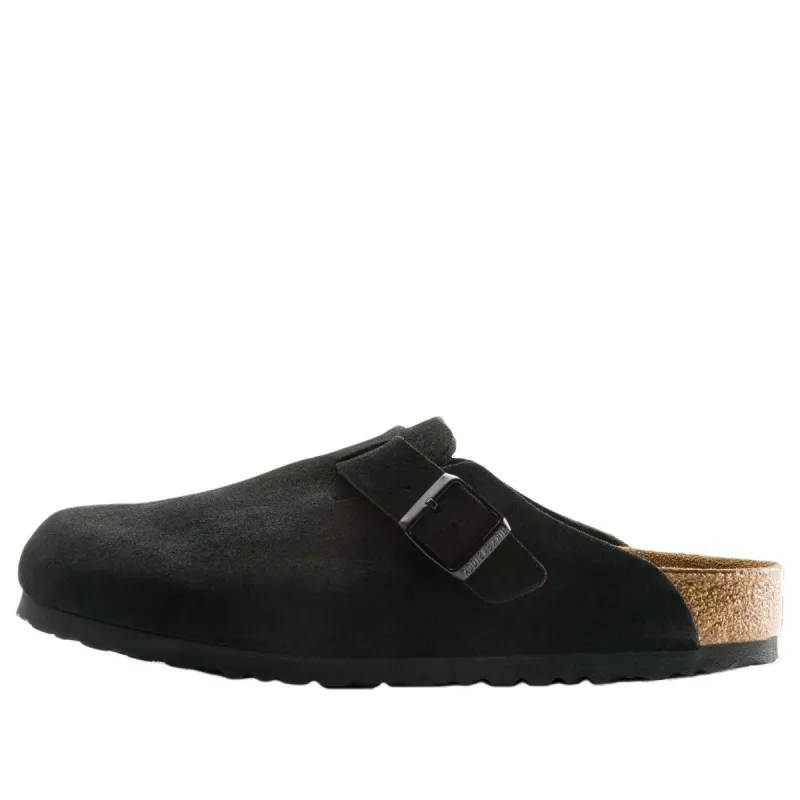 Birkenstock Boston Soft Footbed Suede Leather Sandals 'Black' 0660471 sold by KicksCrew