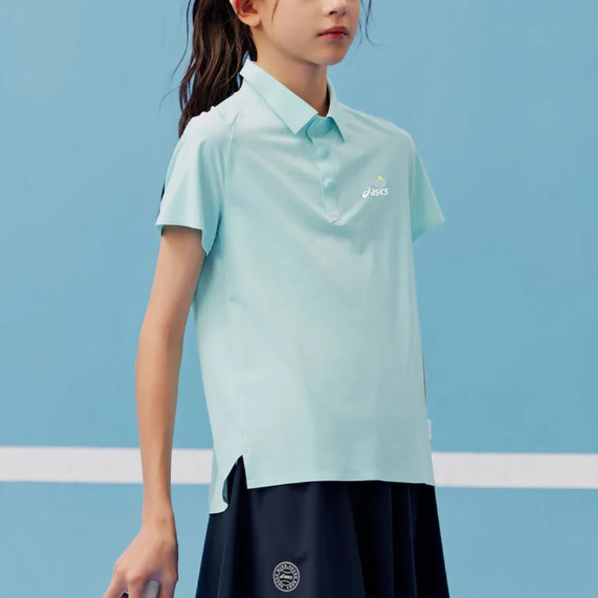 (GS) ASICS Logo Polo Shirt 'Blue' 332241173033-89GR sold by KicksCrew product image thumbnail 4