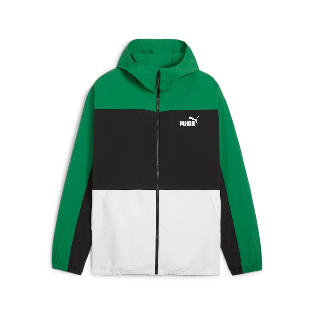 PUMA Hooded Windbreaker Jacket 'Black Green' 675387-86 sold by KicksCrew