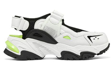 (WMNS) Skechers DLites Sandal 'White Black Neon Green' 896053-WBKL sold by KicksCrew
