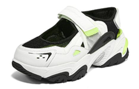 (WMNS) Skechers DLites Sandal 'White Black Neon Green' 896053-WBKL sold by KicksCrew