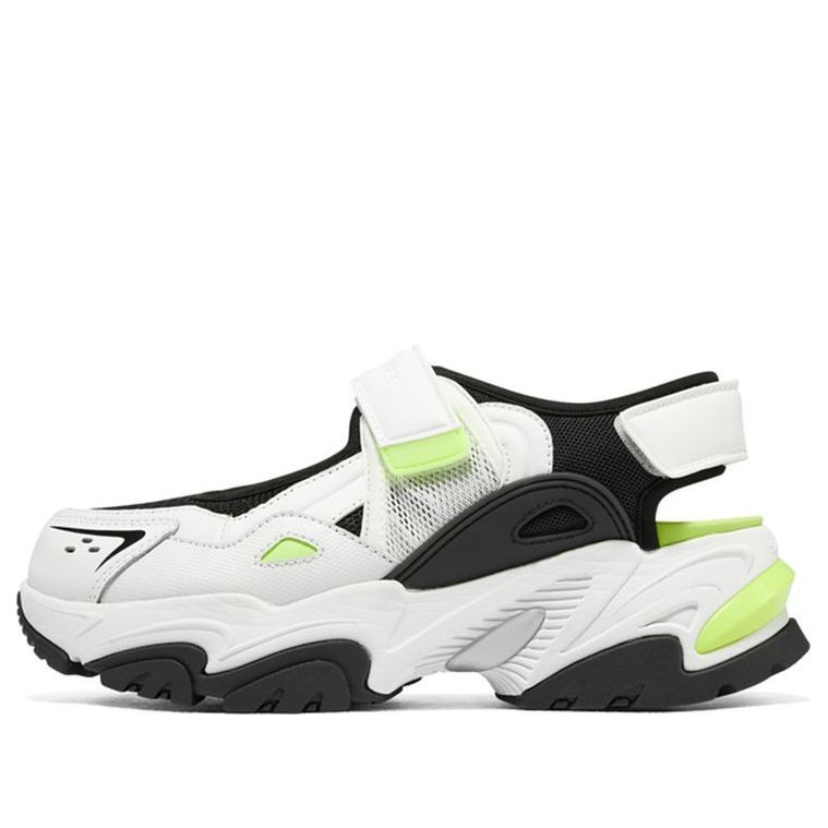 (WMNS) Skechers DLites Sandal 'White Black Neon Green' 896053-WBKL sold by KicksCrew