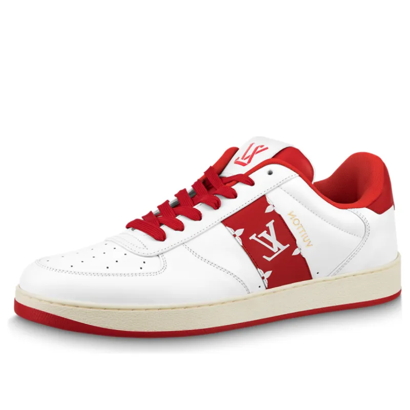 LOUIS VUITTON Rivoli Sneakers 'White with Red Side Monogram Band' 1AAV9J sold by KicksCrew