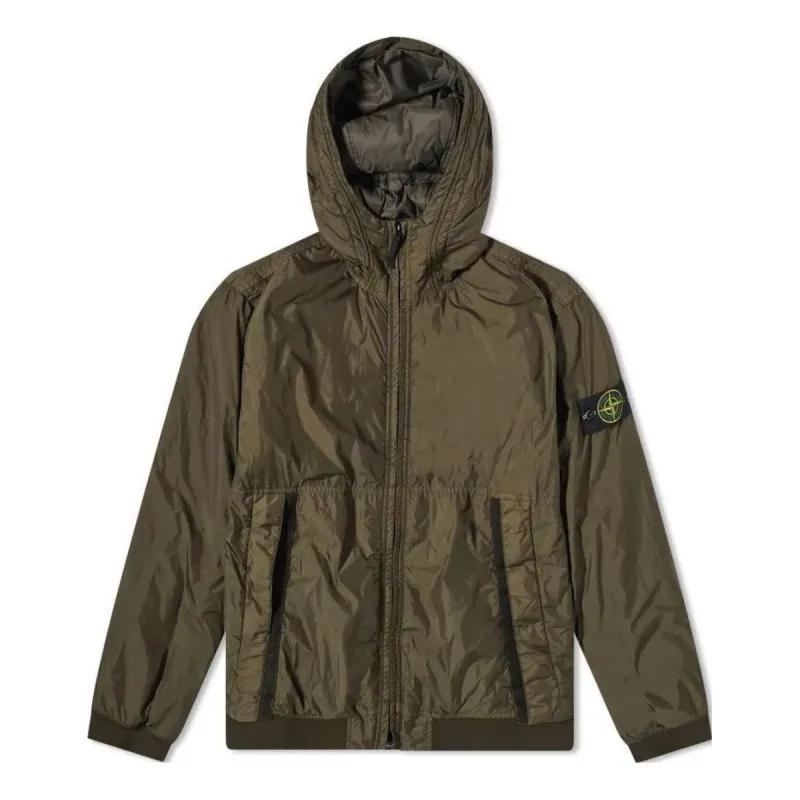 STONE ISLAND Logo Patch Hooded Track Jacket 'Olive Green' 791540823-V0058 sold by KicksCrew