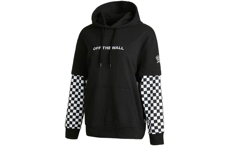 (WMNS) Vans Logo Embroidered Checkerboard Print Hoodies 'Black White' VN0A4UTNBLK sold by KicksCrew product image thumbnail 3