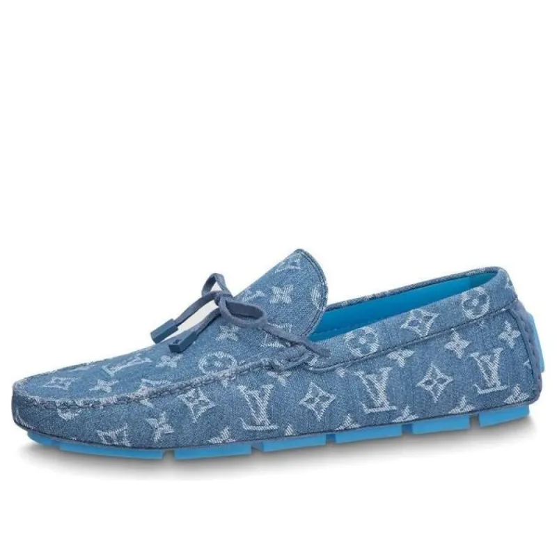 LOUIS VUITTON LV Driver Moccasin Shoes 'Blue Denim Monogram with Blue' 1ABF63 sold by KicksCrew