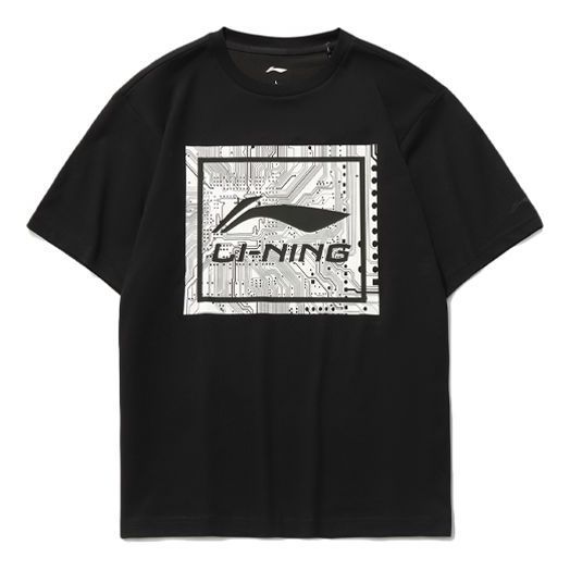 Li-Ning Big Graphic Loose Fit T-shirt 'Black' AHSR339-2 sold by KicksCrew