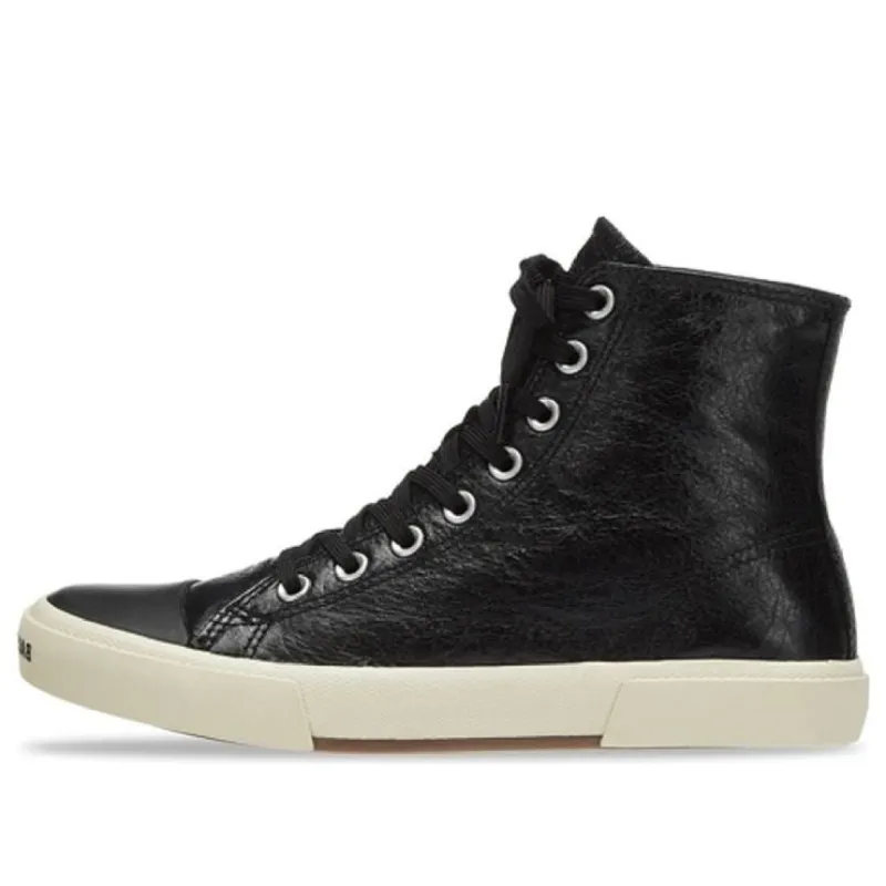 Balenciaga Paris High Top Sneakers 'Black Leather and White Rubber' 688756W3RCA1090 sold by KicksCrew