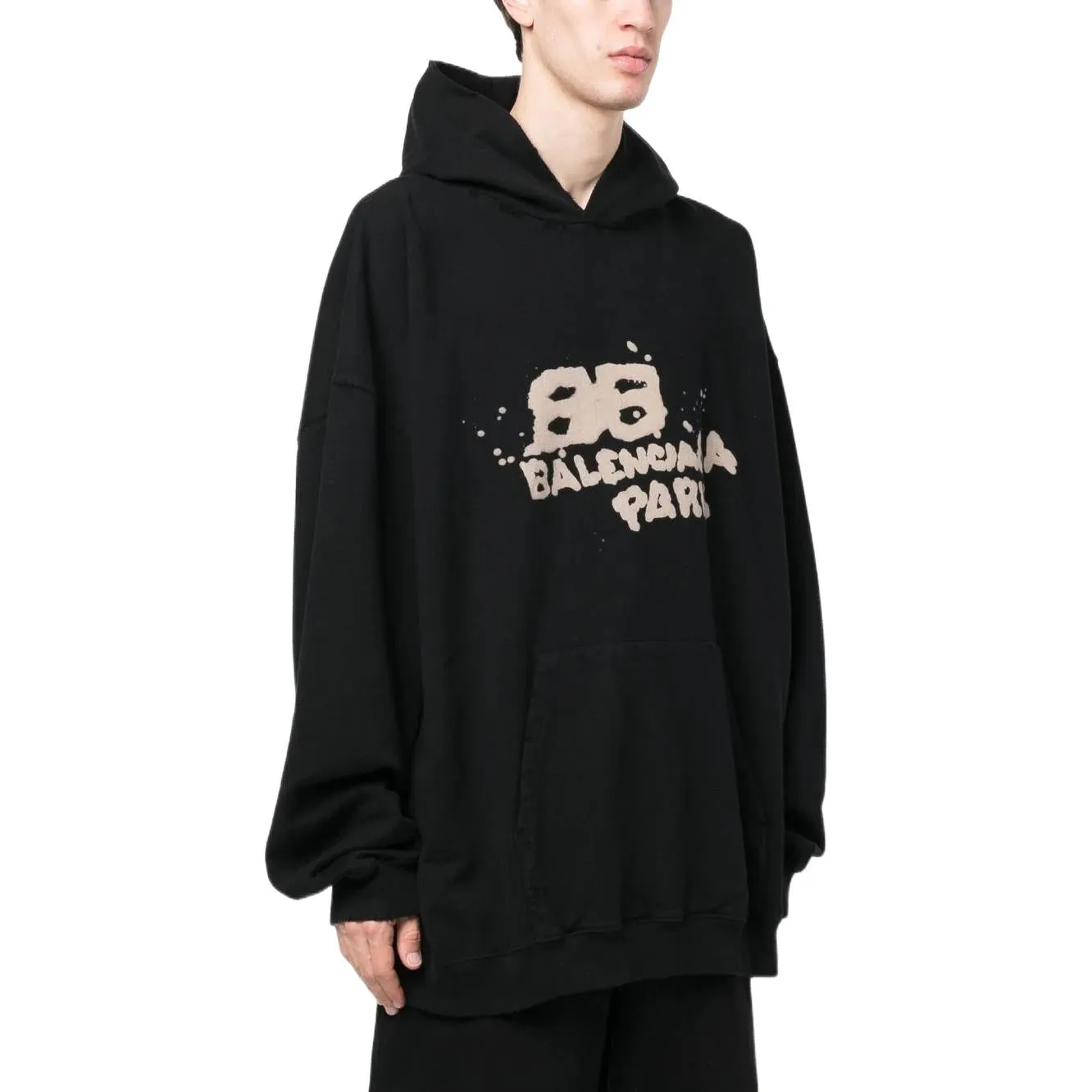 Balenciaga Hand-Drawn BB Icon Hoodie Large Fit 'Black' 620973TNVQ11059 sold by KicksCrew product image thumbnail 4