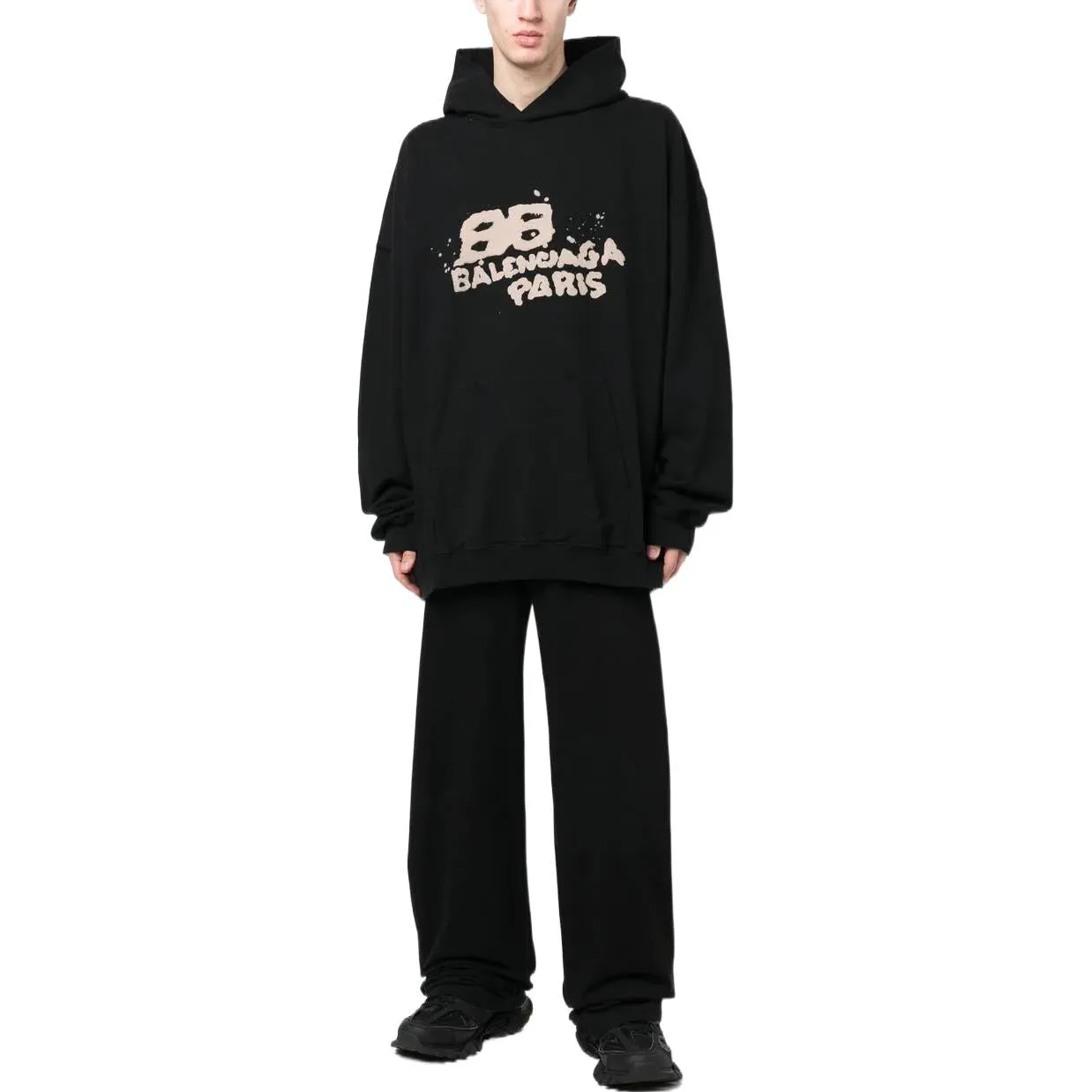 Balenciaga Hand-Drawn BB Icon Hoodie Large Fit 'Black' 620973TNVQ11059 sold by KicksCrew product image thumbnail 2