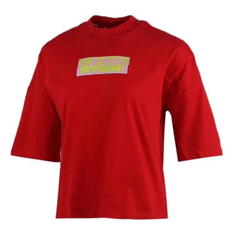 (WMNS) adidas Graphic T-Shirt 'Red Yellow' FT2860 sold by KicksCrew