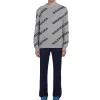 Balenciaga Wool Blend All Over Logo Crew Neck Sweatshirt 'Grey Black' 555481T14711262 sold by KicksCrew
