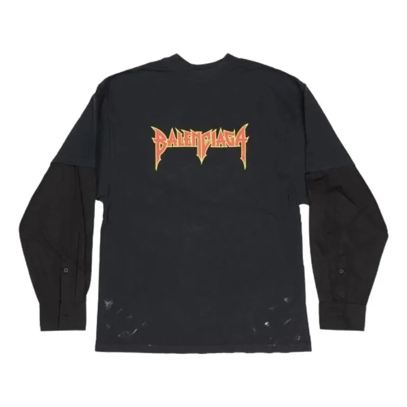 トップス balenciaga HEAVY L T-SHIRT Balenciaga Heavy Metal Long Sleeve T-Shirt Oversized Fit