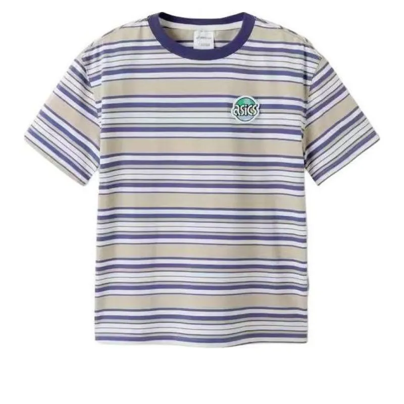 (GS) ASICS Stripe T-shirt 'Beige Blue' 332241173018 sold by KicksCrew
