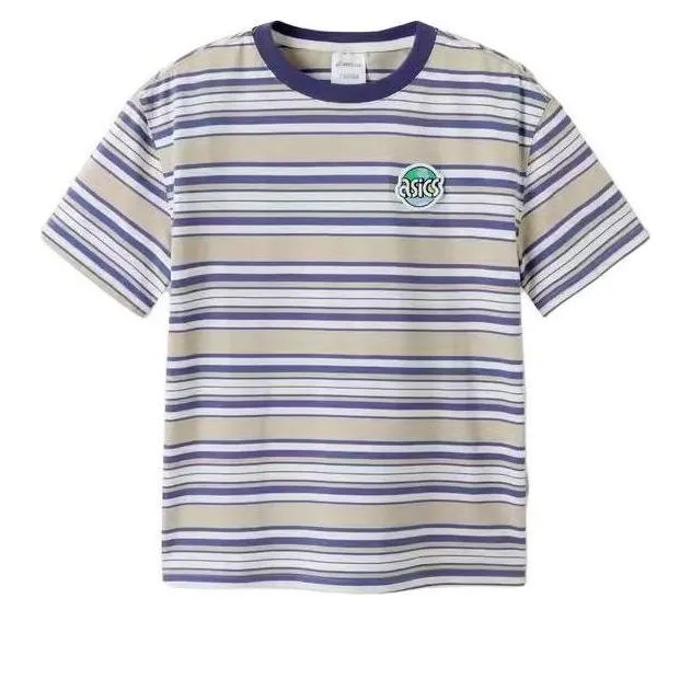 (GS) ASICS Stripe T-shirt 'Beige Blue' 332241173018 sold by KicksCrew