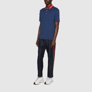 GUCCI SS22 Cotton piquet polo shirt with Interlocking G 'Dark Ink Red' 658067-XJDI2-4714 sold by KicksCrew