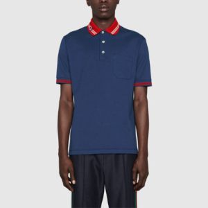 GUCCI SS22 Cotton piquet polo shirt with Interlocking G 'Dark Ink Red' 658067-XJDI2-4714 sold by KicksCrew