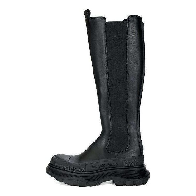 (WMNS) Alexander McQueen Tread Leather Over-The-Knee Boots 'Black' 707682WHZ661000 sold by KicksCrew
