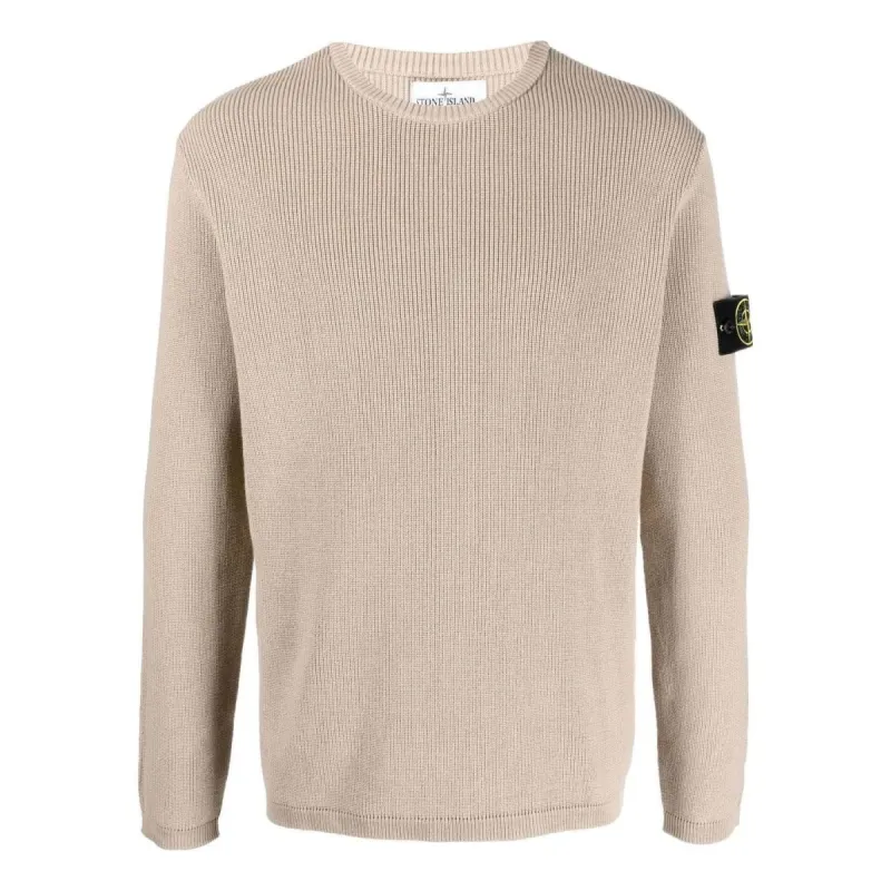 STONE ISLAND Logo Patch Knitted Jumper 'Tan' 7815507D8-V0092 sold by KicksCrew