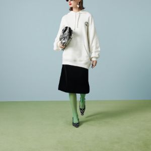 (WMNS) GUCCI Cotton jersey hooded sweatshirt with Interlocking G embroidered patch 'Off white' 753595-XJFV9-9088 sold by KicksCrew