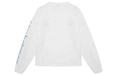(WMNS) New Balance Letters Print Sleeve Sweatshirt 'White Blue' AWT11385-WT sold by KicksCrew