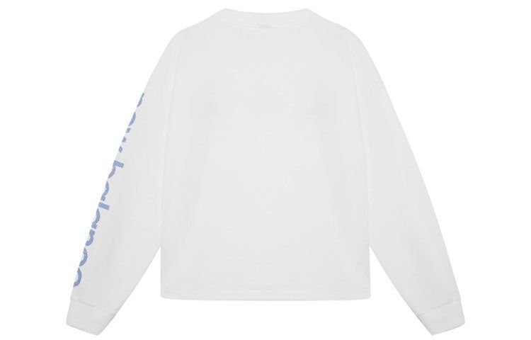(WMNS) New Balance Letters Print Sleeve Sweatshirt 'White Blue' AWT11385-WT sold by KicksCrew product image thumbnail 2