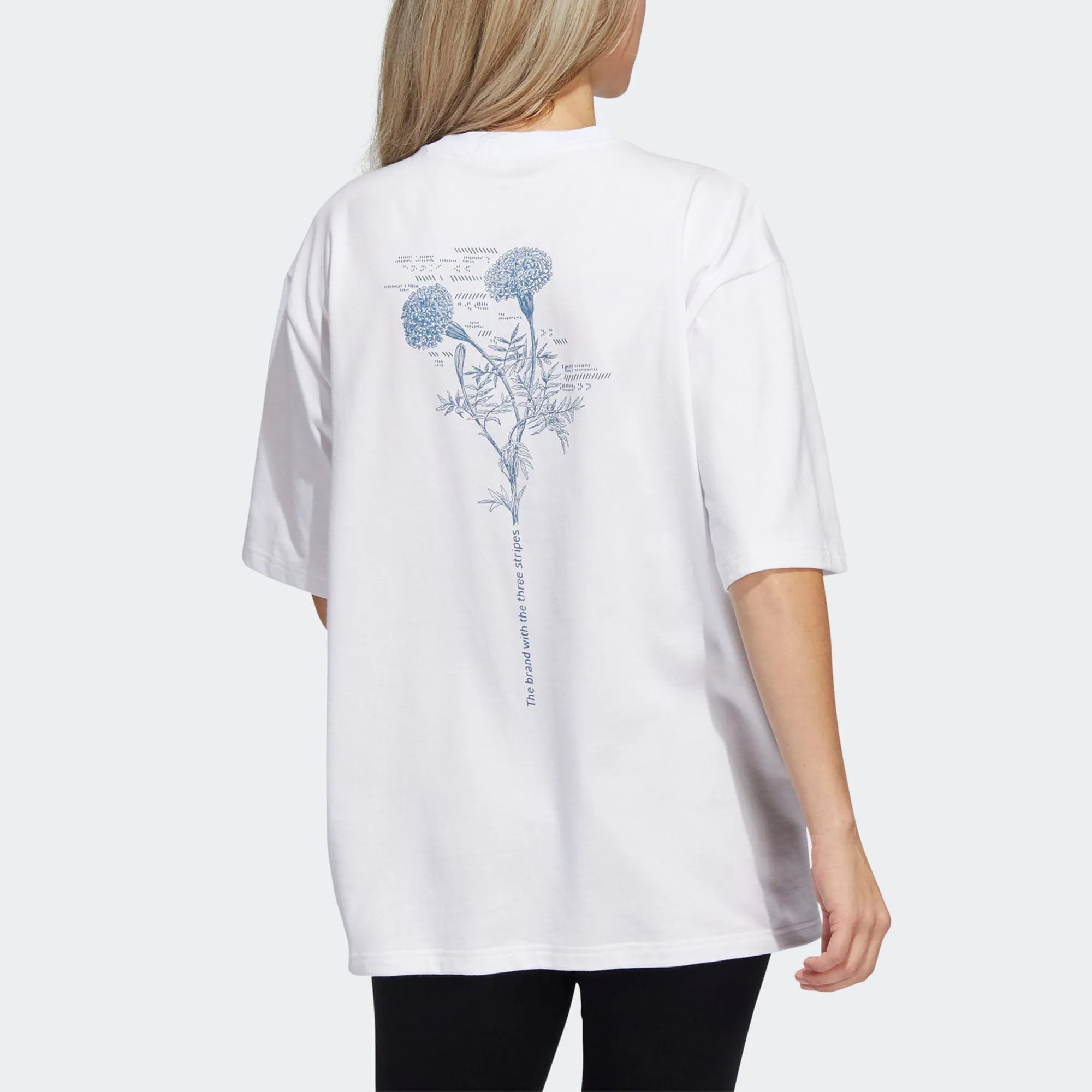 (WMNS) adidas Floral Pocket T-Shirt 'White Blue' H62373 sold by KicksCrew product image thumbnail 3