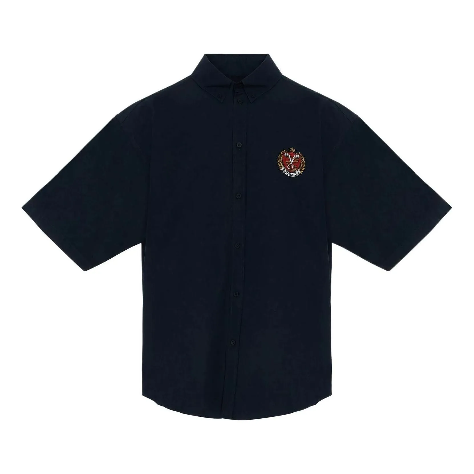 Balenciaga Est. 1917 College Logo Print Shirt 'Dark Blue' 675643TYB184100 sold by KicksCrew