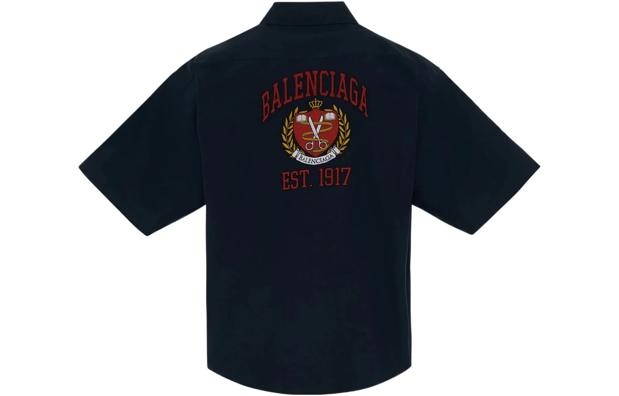 Balenciaga Est. 1917 College Logo Print Shirt 'Dark Blue' 675643TYB184100 sold by KicksCrew product image thumbnail 2