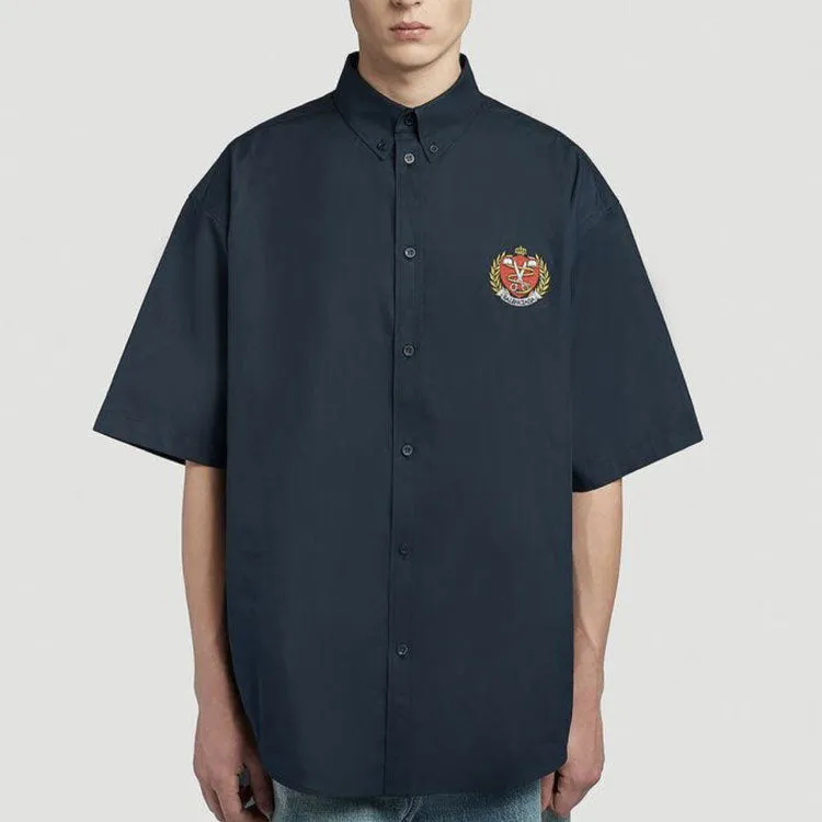 Balenciaga Est. 1917 College Logo Print Shirt 'Dark Blue' 675643TYB184100 sold by KicksCrew product image thumbnail 4