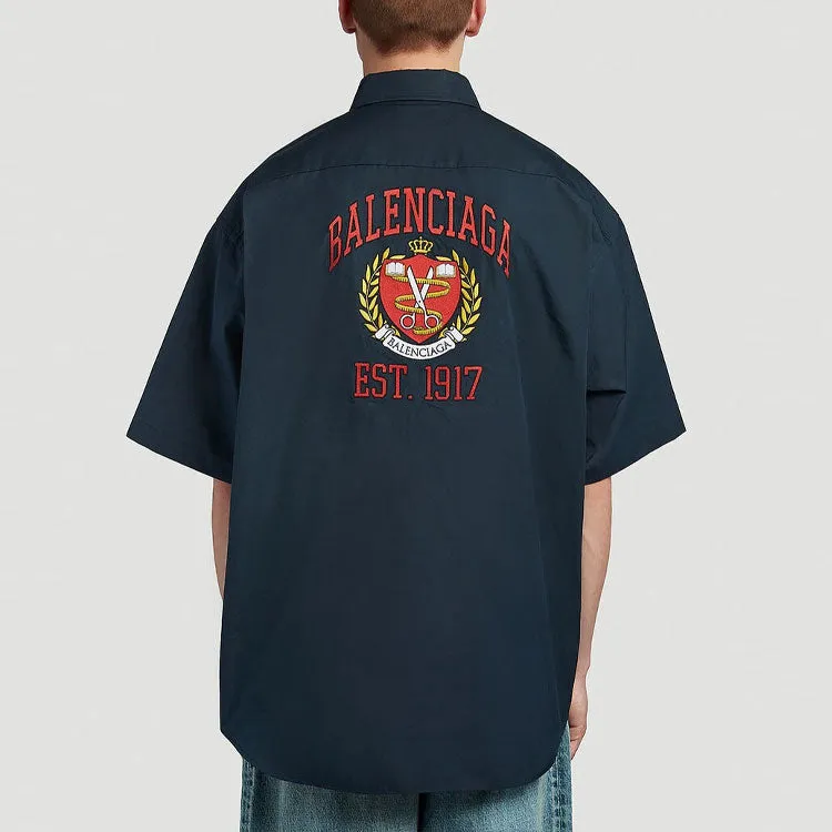 Balenciaga Est. 1917 College Logo Print Shirt 'Dark Blue' 675643TYB184100 sold by KicksCrew product image thumbnail 5