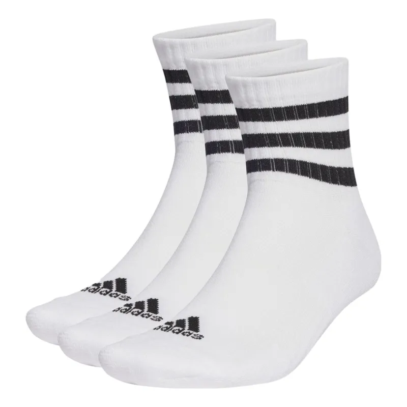adidas 3-Stripes Cushioned Socks (3 Pairs) 'White Black' HT3456 sold by KicksCrew